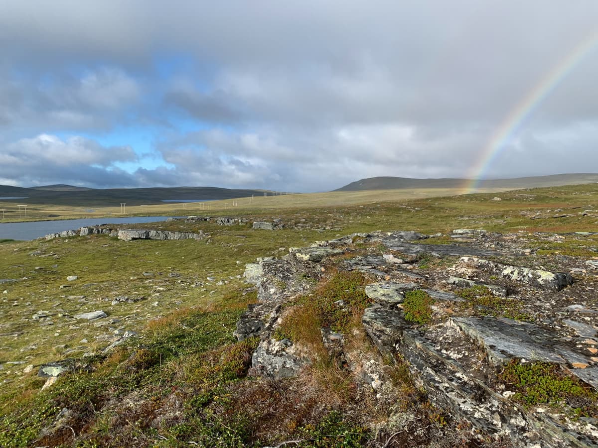 Skarvberget i Porsanger kommune. Kraftlinje i landskap. Bilde.