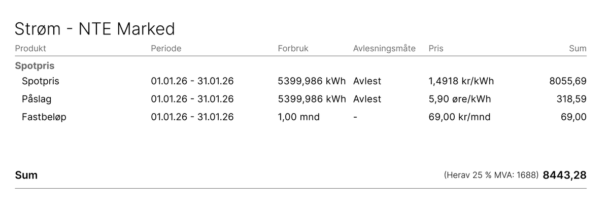 Faktura strøm Faktura strøm