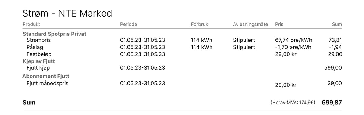 Faktura strøm Faktura strøm